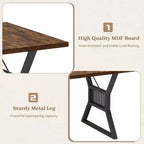 70.8 Inch Farmhouse Dining Table, Rectangular Wooden Kitchen Table with Sturdy Metal Legs, Seats 4-6, Ideal for Dining Room or Living Room