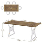 70.8 Inch Farmhouse Dining Table, Rectangular Wooden Kitchen Table with Sturdy Metal Legs, Seats 4-6, Ideal for Dining Room or Living Room