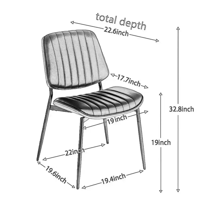Set of 2 Mid-Century Modern Faux Leather Upholstered Dining Chairs with Curved Backrest, Armless Chairs for Dining Room or Kitchen-Panipeachy