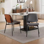 Set of 2 Mid-Century Modern Faux Leather Upholstered Dining Chairs with Curved Backrest, Armless Chairs for Dining Room or Kitchen-Panipeachy