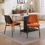 Set of 2 Mid-Century Modern Faux Leather Upholstered Dining Chairs with Curved Backrest, Armless Chairs for Dining Room or Kitchen-Panipeachy