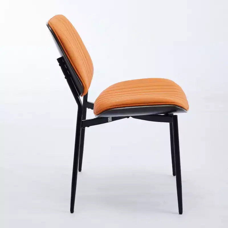 Set of 2 Mid-Century Modern Faux Leather Upholstered Dining Chairs with Curved Backrest, Armless Chairs for Dining Room or Kitchen-Panipeachy