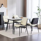 Set of 2 Mid-Century Modern Faux Leather Upholstered Dining Chairs with Curved Backrest, Armless Chairs for Dining Room or Kitchen-Panipeachy