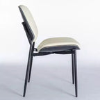 Set of 2 Mid-Century Modern Faux Leather Upholstered Dining Chairs with Curved Backrest, Armless Chairs for Dining Room or Kitchen-Panipeachy