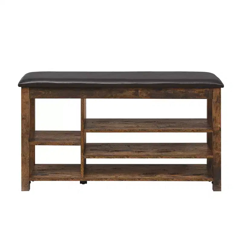 Homy Casa Lift-Top Shoe Bench with Adjustable Lower Shelves and Hidden Storage, Small Space, Holiday Gift, Vintage Brown