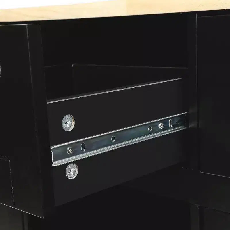 Pexfix Kitchen Island With Storage Cabinet & 3 Drawers Kitchen Cart With Rubber Wood Drop-Leaf Countertop Cabinet Storage Racks For Dinning Room Black