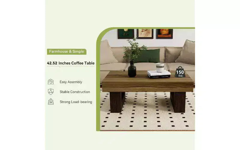 GDFStudio Fynn Farmhouse Wooden Rectangular Coffee Table