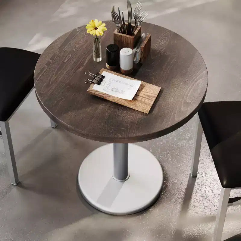 Flash Furniture Bennett Round Solid Wood Commercial Indoor Tabletop with 18 Round Dining Height Rust-Resistant Cast Iron Base