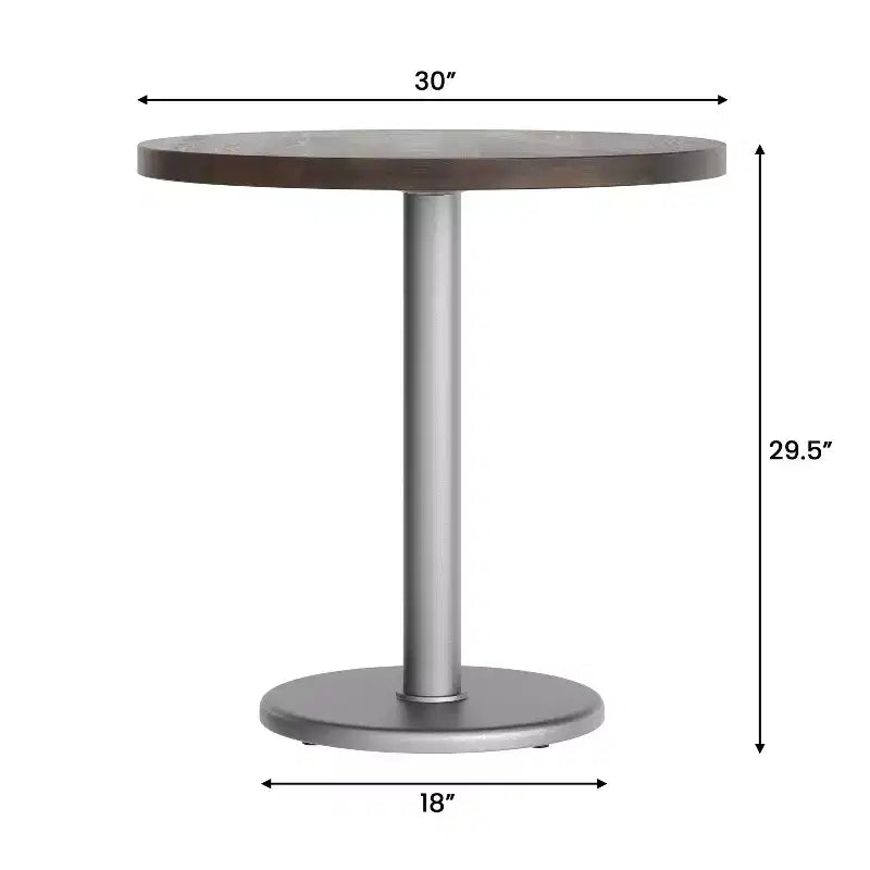 Flash Furniture Bennett Round Solid Wood Commercial Indoor Tabletop with 18 Round Dining Height Rust-Resistant Cast Iron Base