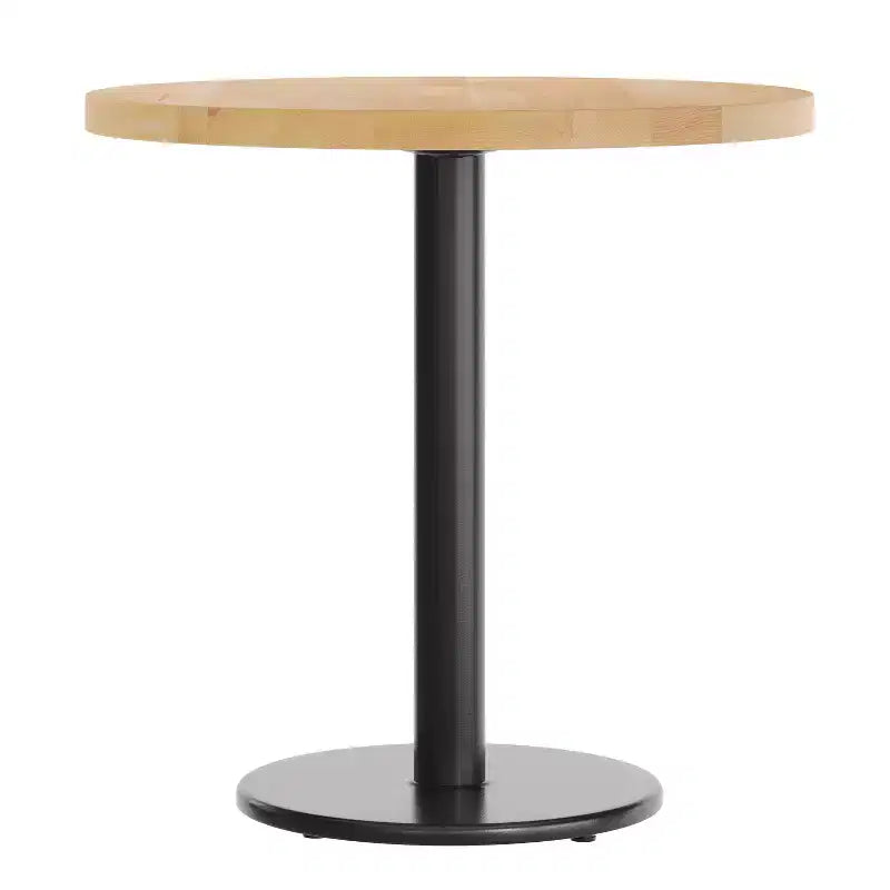 Flash Furniture Bennett Round Solid Wood Commercial Indoor Tabletop with 18 Round Dining Height Rust-Resistant Cast Iron Base