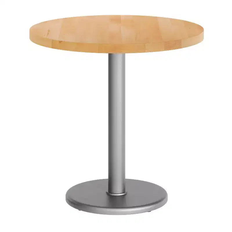 Flash Furniture Bennett Round Solid Wood Commercial Indoor Tabletop with 18 Round Dining Height Rust-Resistant Cast Iron Base
