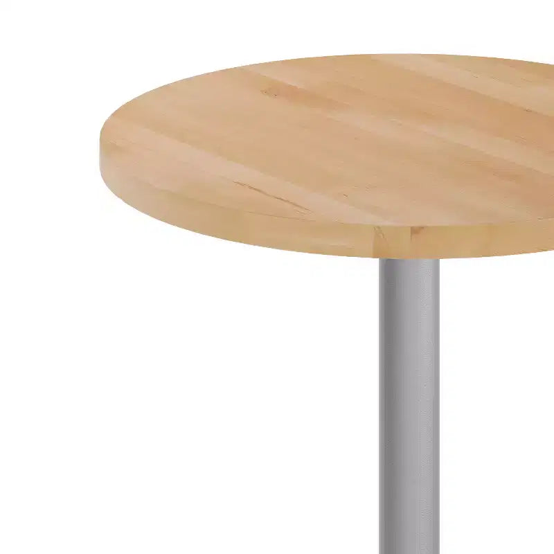 Flash Furniture Bennett Round Solid Wood Commercial Indoor Tabletop with 18 Round Dining Height Rust-Resistant Cast Iron Base