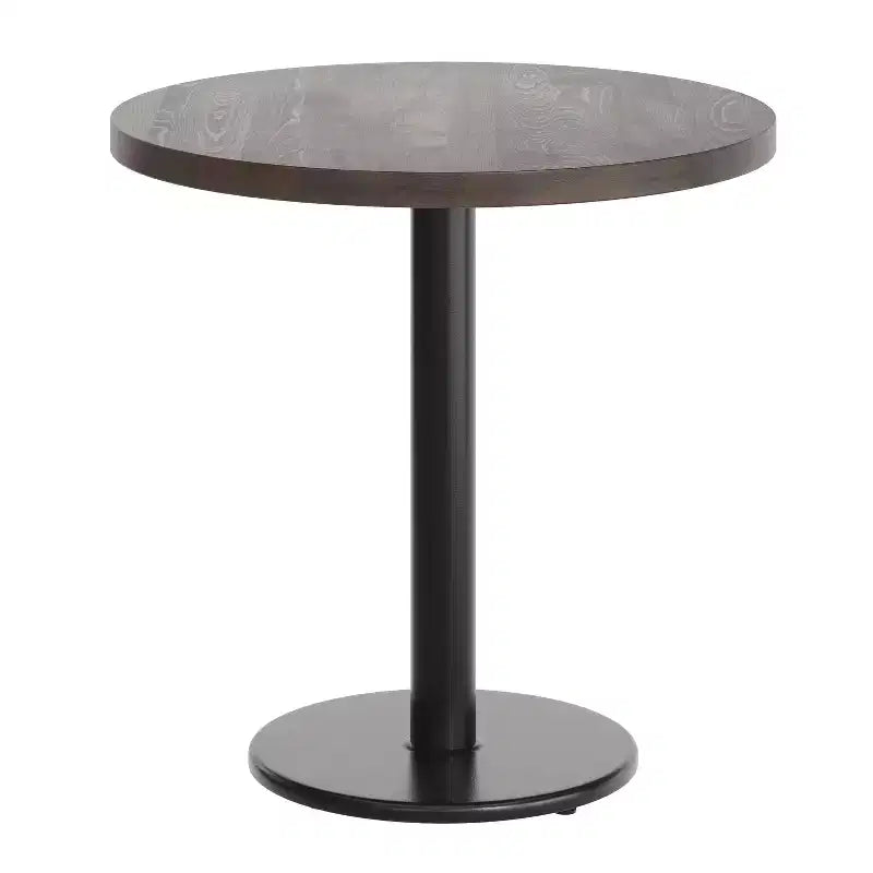 Flash Furniture Bennett Round Solid Wood Commercial Indoor Tabletop with 18 Round Dining Height Rust-Resistant Cast Iron Base