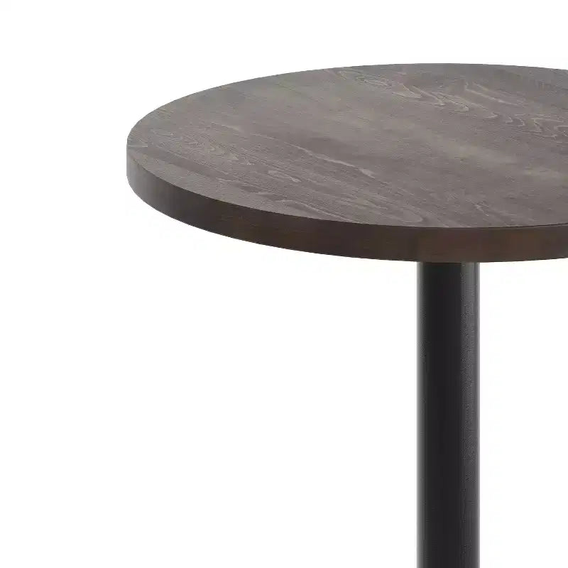 Flash Furniture Bennett Round Solid Wood Commercial Indoor Tabletop with 18 Round Dining Height Rust-Resistant Cast Iron Base