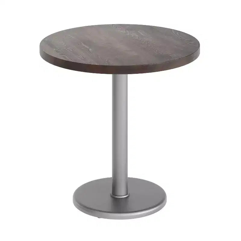 Flash Furniture Bennett Round Solid Wood Commercial Indoor Tabletop with 18 Round Dining Height Rust-Resistant Cast Iron Base