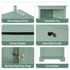 MAYEERTY Green Triangle Tall Cabinet 3 Drawers Adjustable Shelves MDF Painted