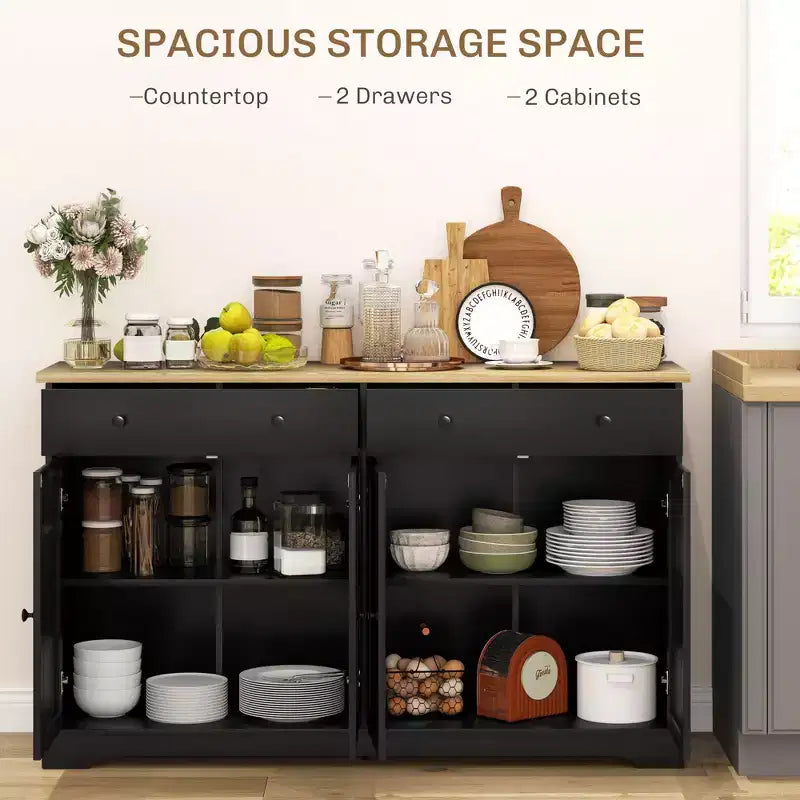 Modern Sideboard, Buffet Cabinet with Storage Drawers, Adjustable Shelves for Living Room, Dining Room, Entryway
