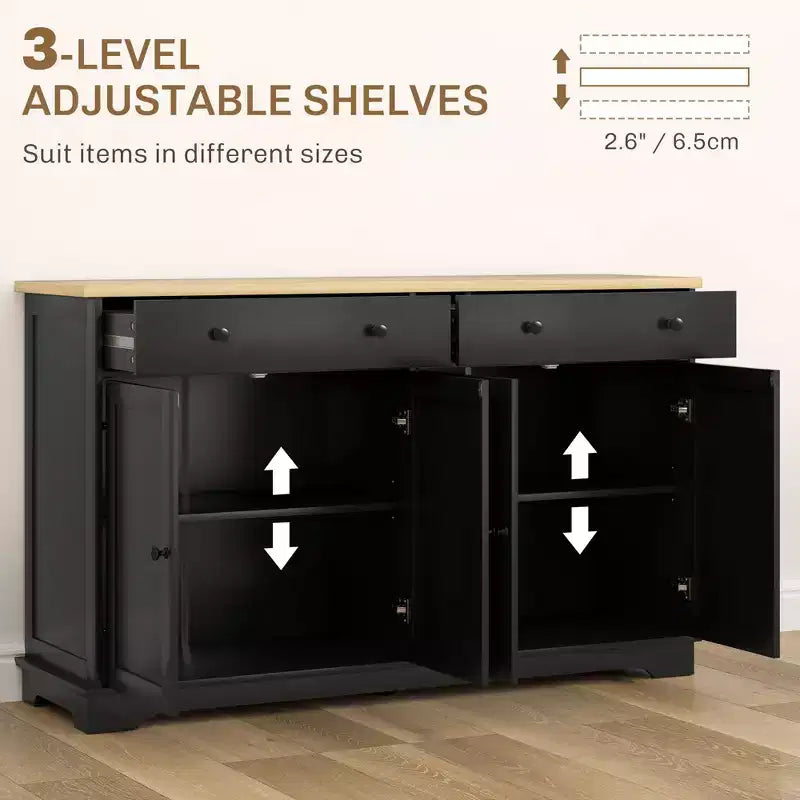 Modern Sideboard, Buffet Cabinet with Storage Drawers, Adjustable Shelves for Living Room, Dining Room, Entryway