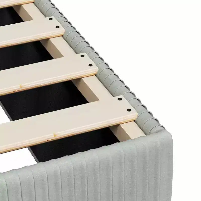 Bed Frame Sturdy Rectangular Modern Twin XL Bed Light Grey
