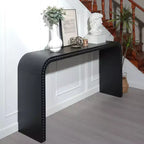 59 Waterfall Console Table with Beaded Trim, Boho Farmhouse Long Curved Entryway Table for Living Room, Foyer - Panipeachy