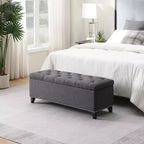 TUYOHW 47.5 Storage Ottoman Bench,Button Tufted Teddy End of Bed Bench with Safety Hinge,Ottoman for Living Room,Entryway,500lb Capacity