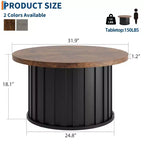 COZONY Round Coffee Table with Fluted Design and Metal Base, Mid-Century Modern Center Table for Living Room Apartment