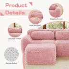 149 inch Light Khaki U-shaped Plush Fabric Boneless Sectional Sofa Couches with Throw Pillows and 2 Ottomans ( Buckle Connection)