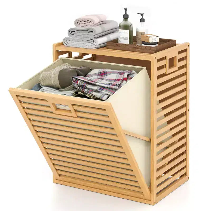 Costway Large Tilt-out Laundry Hamper w/ Wide Top & Tilt-out Basket Side Handles