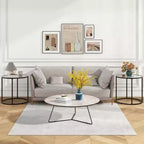 Costway 2PCS Glass End Table 20 Round Side Table w/ Metal Frame & Faux Marble Glass Top