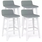 Costway 2PCS 29 Upholstered Barstools w/ Low Back Footrest & Wood Legs for Kitchen