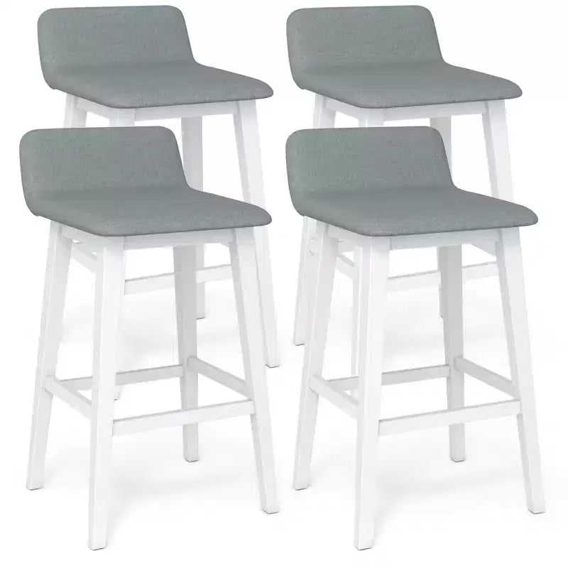 Costway 2PCS 29 Upholstered Barstools w/ Low Back Footrest & Wood Legs for Kitchen