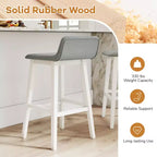 Costway 2PCS 29 Upholstered Barstools w/ Low Back Footrest & Wood Legs for Kitchen