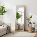 MAYEERTY 56 inch Rectangle Full Length Mirror Aluminum Alloy Frame Floor Length with Stand for Living room Gold