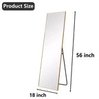 MAYEERTY 56 inch Rectangle Full Length Mirror Aluminum Alloy Frame Floor Length with Stand for Living room Gold