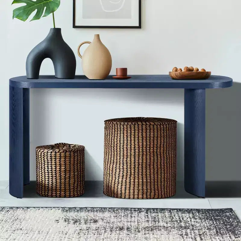 60 Modern Entryway Console Table, Thick Top Hallway Table with Reversible Curved Legs for Living Room or Foyer - Panipeachy