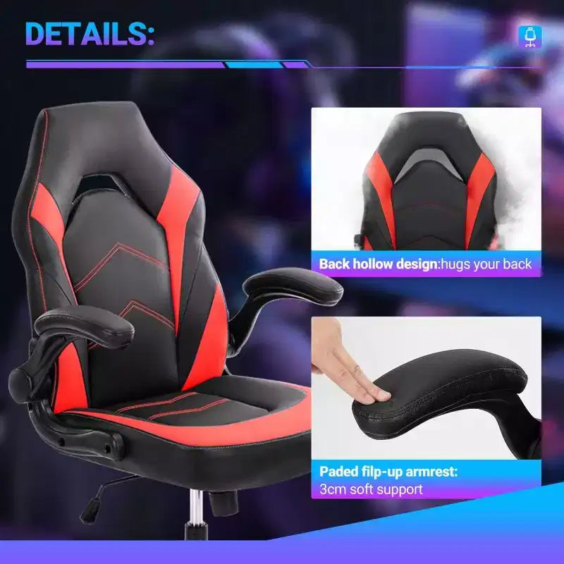 Silla ergonómica para juegos TUYOHW, silla de oficina con respaldo en forma de S con modo balancín y altura ajustable, espuma de alta resistencia
