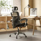 TUYOHW Silla de oficina de malla giratoria con ruedas, silla de oficina con reposapiés retráctil, silla de juegos con cojín de soporte lumbar para oficina