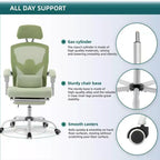 TUYOHW Silla de oficina de malla giratoria con ruedas, silla de oficina con reposapiés retráctil, silla de juegos con cojín de soporte lumbar para oficina