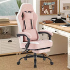 Silla giratoria de microfibra TUYOHW con ruedas, silla de oficina con reposacabezas extraíble y cojín lumbar, silla de juego para oficina