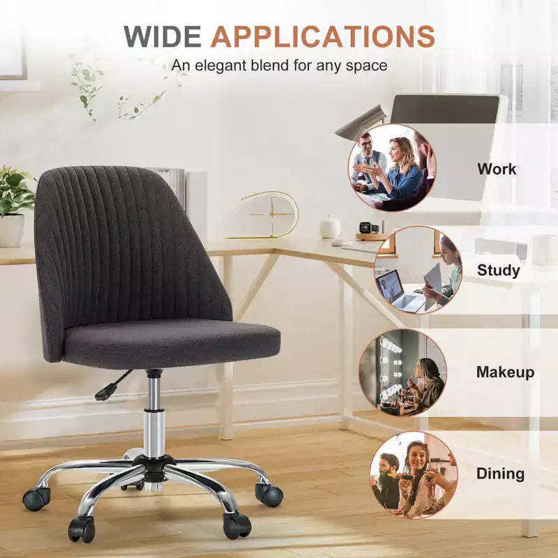 TUYOHW Silla giratoria entrecruzada con ruedas, silla de oficina con altura ajustable y soporte lumbar, silla de juego sin brazos para oficina