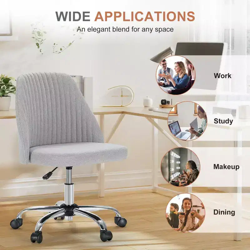 TUYOHW Silla giratoria entrecruzada con ruedas, silla de oficina con altura ajustable y soporte lumbar, silla de juego sin brazos para oficina