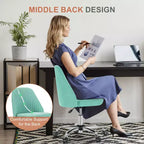 TUYOHW Silla giratoria entrecruzada con ruedas, silla de oficina con altura ajustable y soporte lumbar, silla de juego sin brazos para oficina