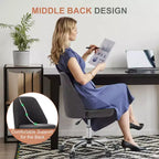 TUYOHW Silla giratoria entrecruzada con ruedas, silla de oficina con altura ajustable y soporte lumbar, silla de juego sin brazos para oficina