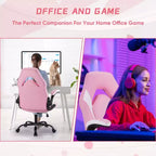 TUYOHW Silla giratoria de piel sintética con ruedas y respaldo entrecruzado en S, silla de oficina con soporte lumbar, silla de juego para oficina