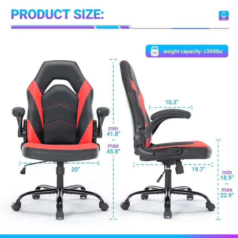 TUYOHW Silla giratoria de piel sintética con ruedas y respaldo entrecruzado en S, silla de oficina con soporte lumbar, silla de juego para oficina