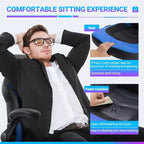 TUYOHW Silla giratoria de piel sintética con ruedas y respaldo entrecruzado en S, silla de oficina con soporte lumbar, silla de juego para oficina