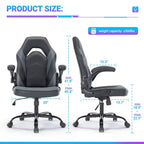 TUYOHW Silla giratoria de piel sintética con ruedas y respaldo entrecruzado en S, silla de oficina con soporte lumbar, silla de juego para oficina