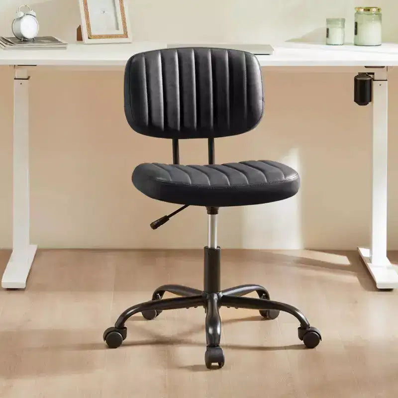 Silla TUYOHW giratoria de cuero sintético con ruedas, silla de oficina sin brazos con altura ajustable y soporte lumbar, silla de juego para oficina