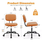 Silla TUYOHW giratoria de cuero sintético con ruedas, silla de oficina sin brazos con altura ajustable y soporte lumbar, silla de juego para oficina