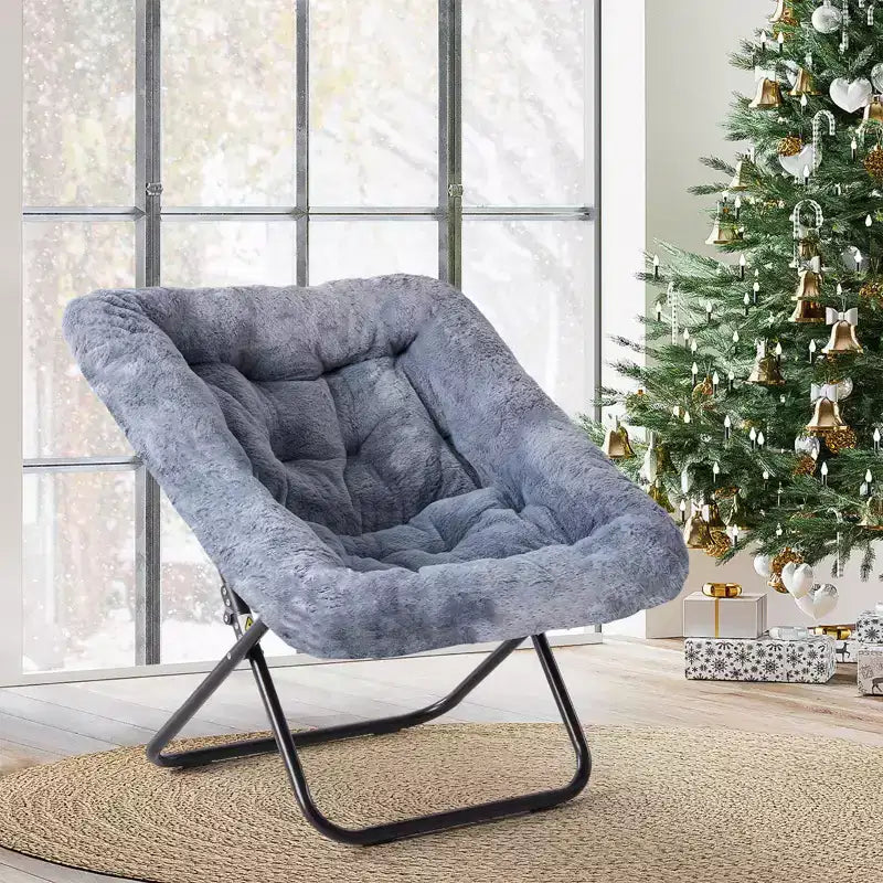 TUYOHW Faux Fur Large Size Foldable Accent Chairs,Upholstered Arm Lounge Chairs for Living Room,Bedroom